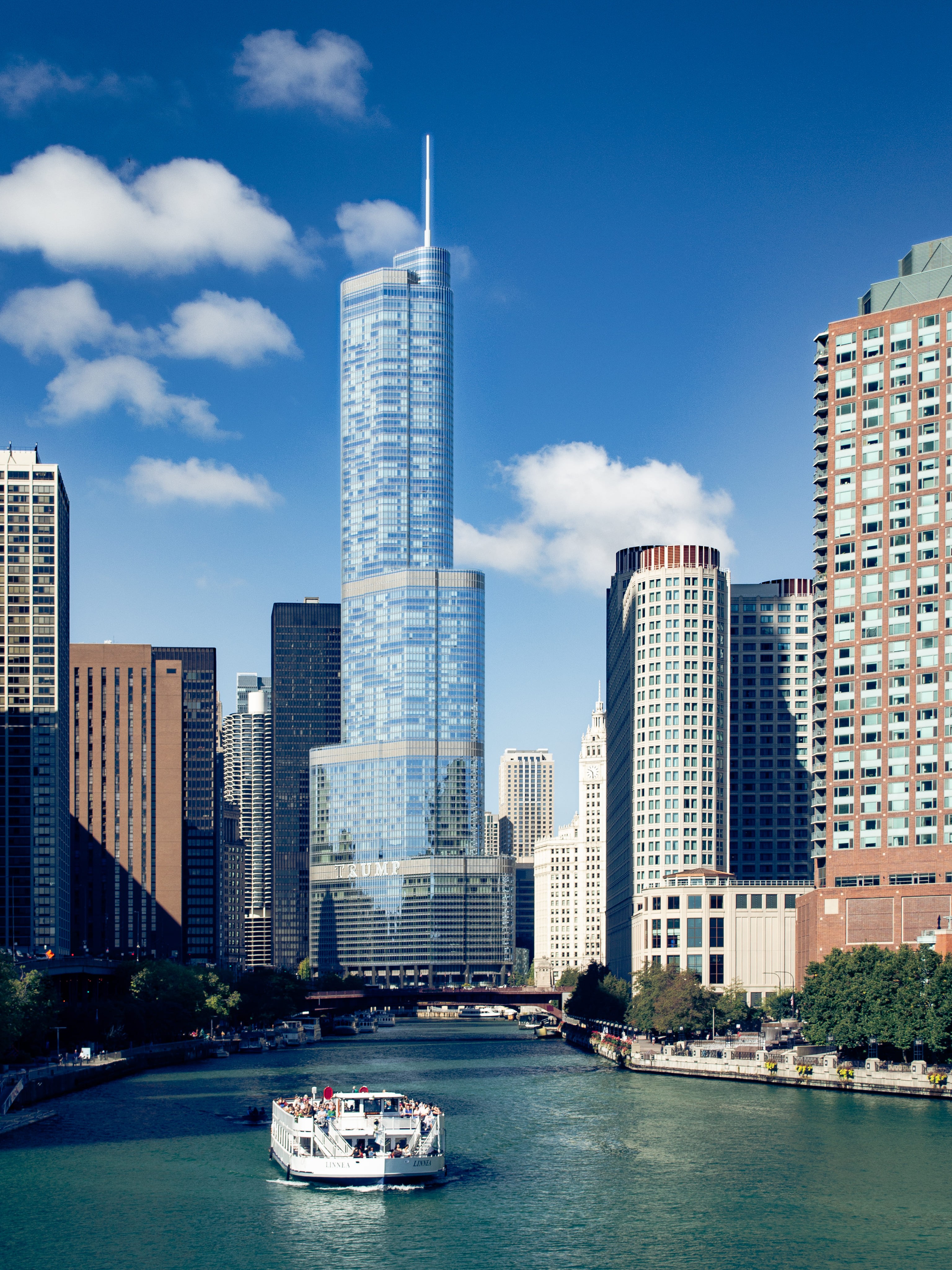 View of downtown Chicago from over the river